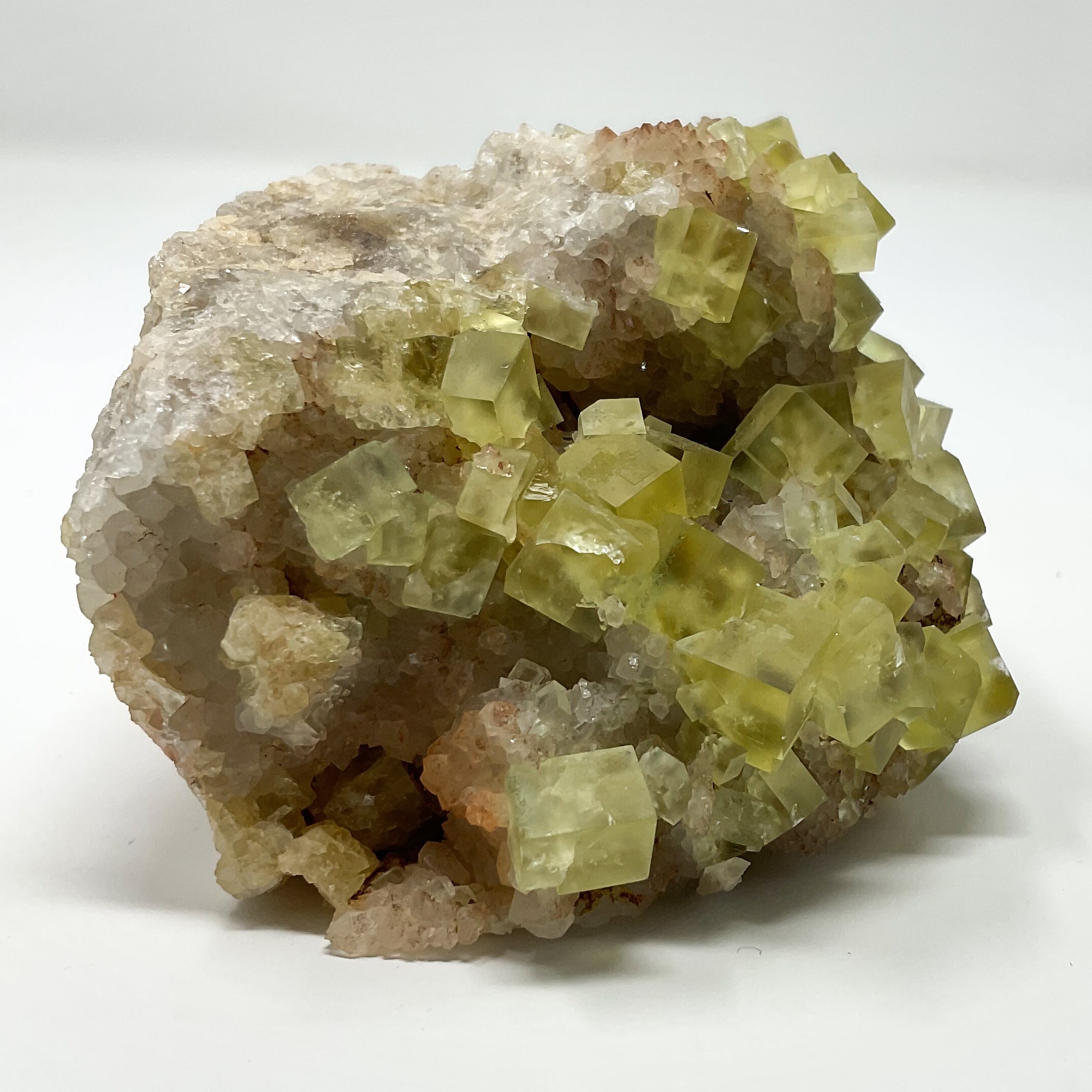 Yellow Fluorite on Quartz from the El Hammam Mine in Morocco