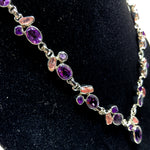 Sterling Silver Amethyst and Rose Quartz Statement Necklace