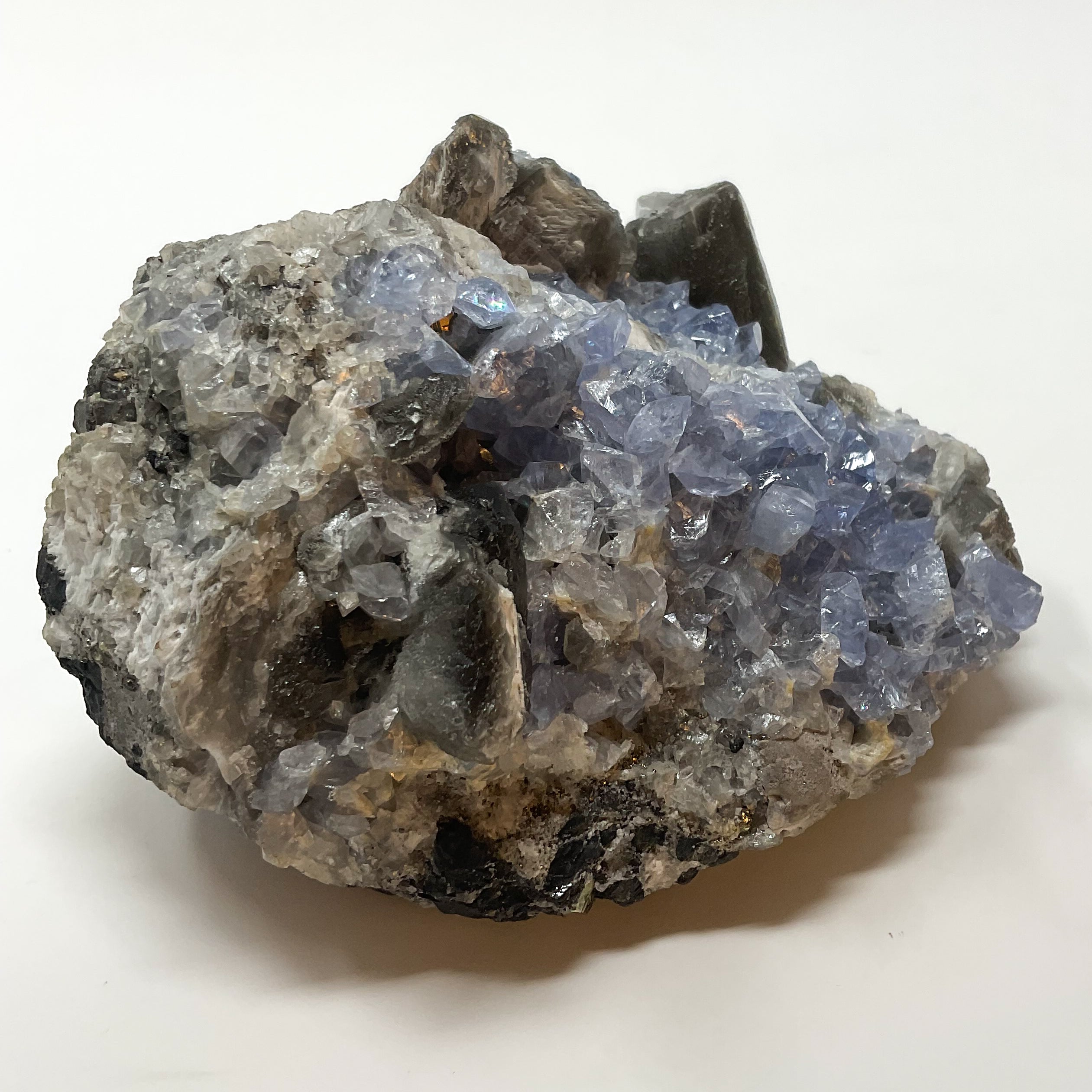 Blue Dolomite with Black Calcite from Colombia